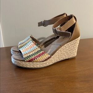 Style & Co. Multicolor Woven Espadrille Wedge Sandals with Tan Ankle Strap